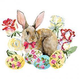 Ткань с рисунком для вышивания бисером Матрёнин посад 4157 «Пасхальный кролик»